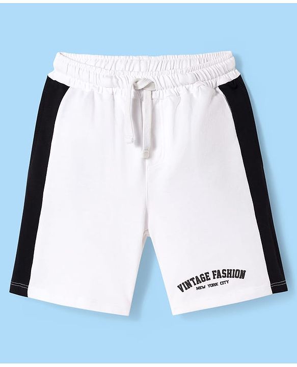Pine Kids Single Jersey Knit Half Sleeves Numerical & Text Printed T-Shirt & Shorts Set - White
