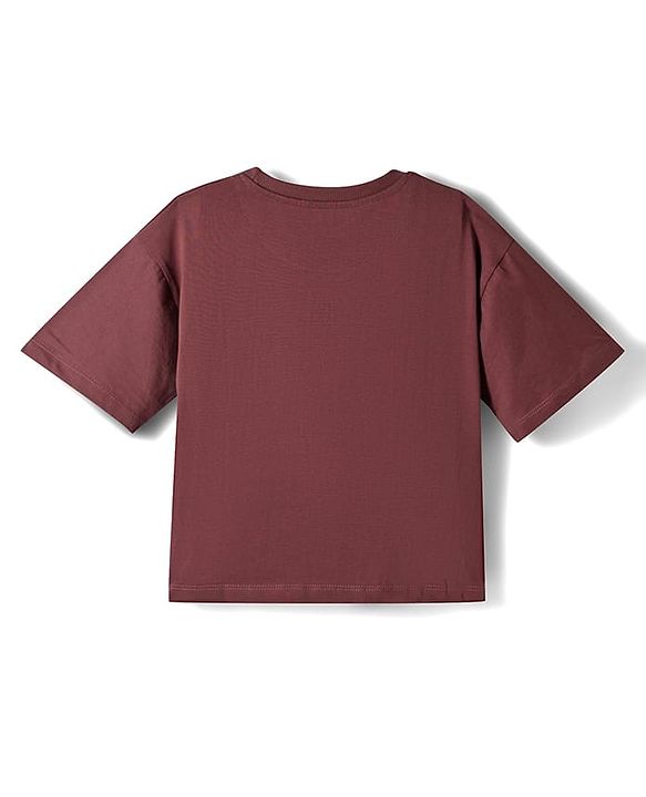 Pine Kids Single Jersey Knit Drop Half Sleeves T-Shirt & Shorts Set with Game Print - Brown