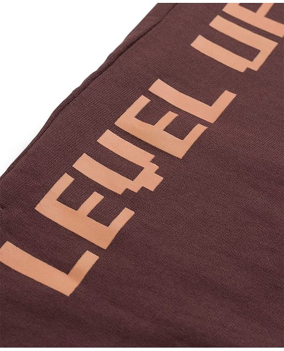 Pine Kids Single Jersey Knit Drop Half Sleeves T-Shirt & Shorts Set with Game Print - Brown