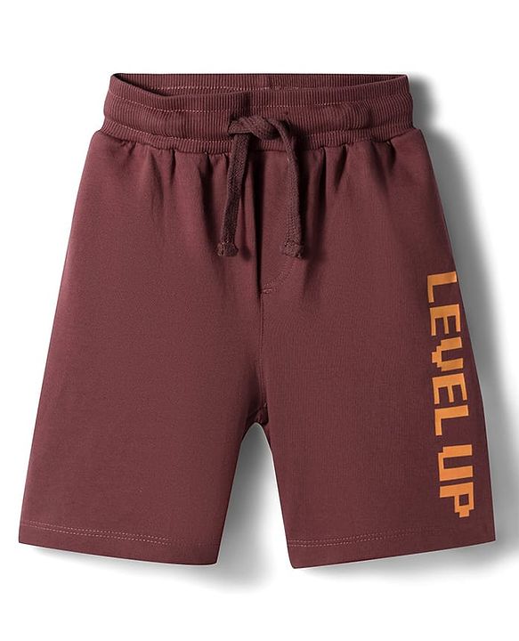 Pine Kids Single Jersey Knit Drop Half Sleeves T-Shirt & Shorts Set with Game Print - Brown