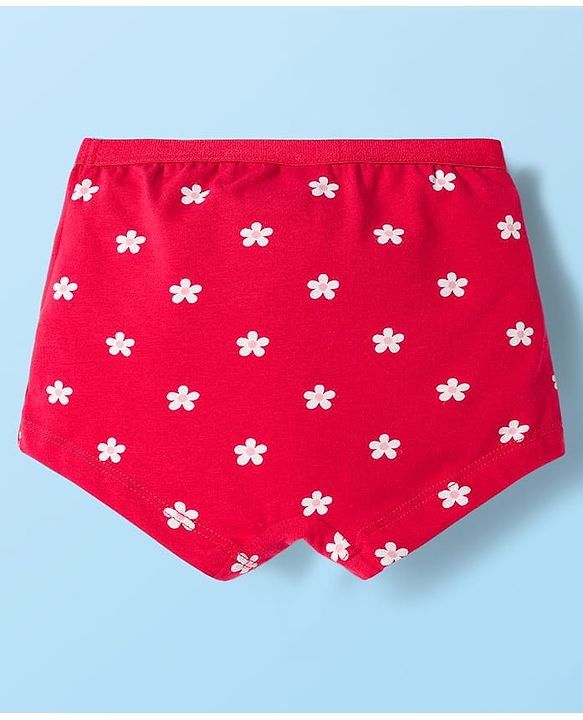 Babyhug  Cotton Lycra Knit Hipster With Floral Print Pack Of 3 - Red Pink & White