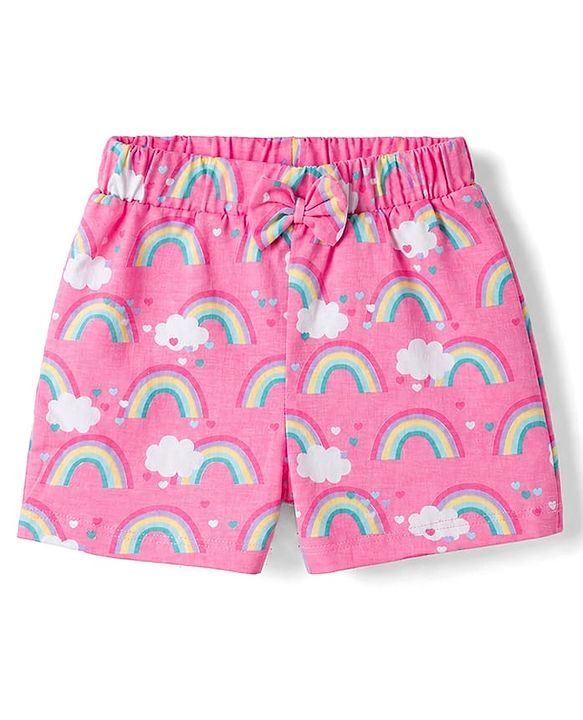 Babyhug Single Jersey Knit Mid Thigh Printed Shorts Pack of 2 - Multicolor