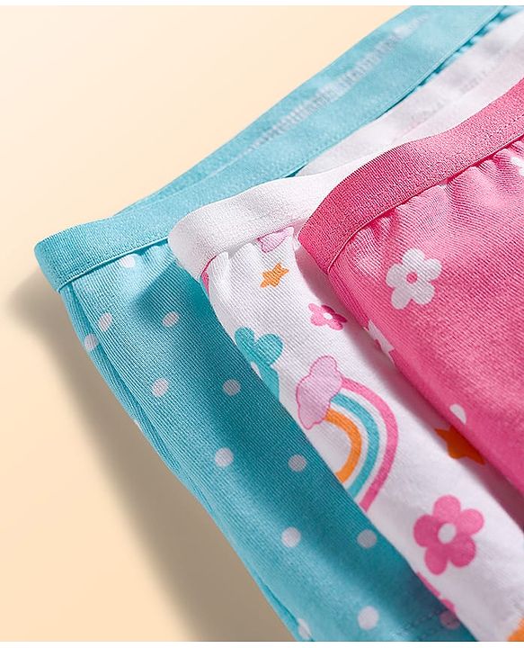 Babyhug  Cotton Lycra Knit Hipster With Polka Dot Print Pack of 3 - Light Blue Pink & White