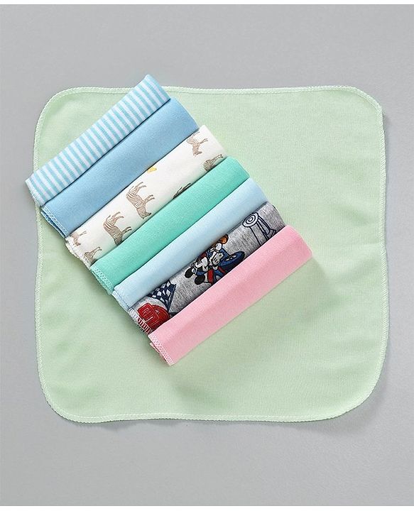 Babyhug Wash Clothes Plain & Printed Multi Colour - Pack of 8