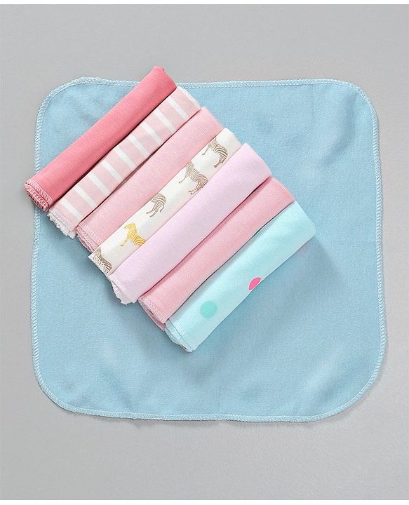 Babyhug Wash Clothes Plain & Printed Multi Colour - Pack of 8