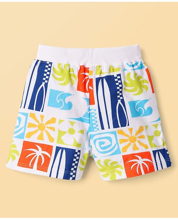 Babyhug Single Jersey Knit Mid Thigh Printed Shorts Pack of 2 - Multicolor