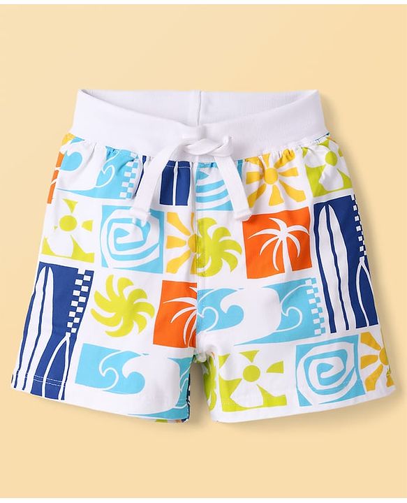 Babyhug Single Jersey Knit Mid Thigh Printed Shorts Pack of 2 - Multicolor