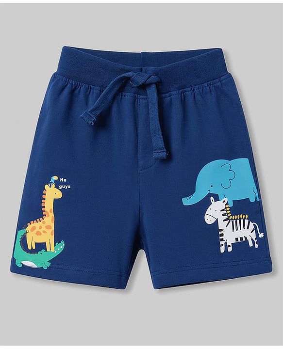 Babyhug Single Jersey Knit Mid Thigh Printed Shorts Pack of 2 - Multicolor