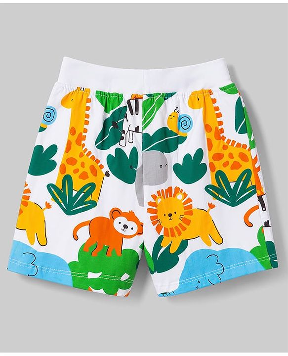 Babyhug Single Jersey Knit Mid Thigh Printed Shorts Pack of 2 - Multicolor