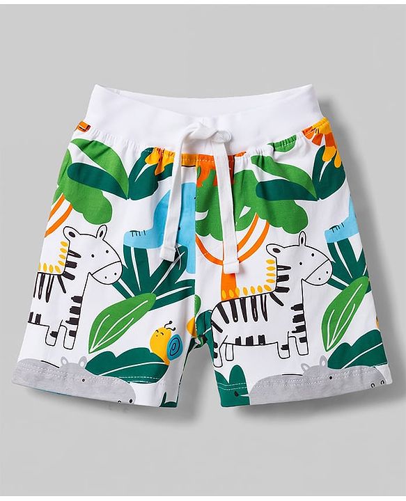 Babyhug Single Jersey Knit Mid Thigh Printed Shorts Pack of 2 - Multicolor