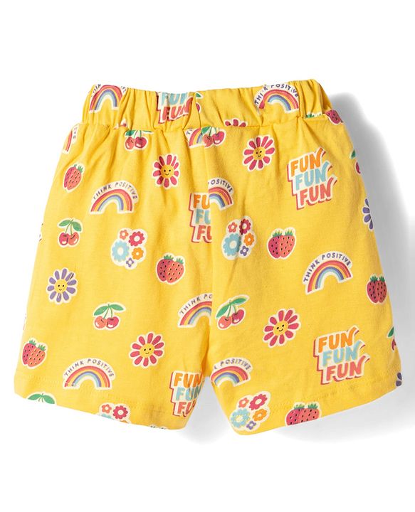 Babyhug Single Jersey Knit Mid Thigh Printed Shorts with Bow Applique Pack of 3 - Multicolor
