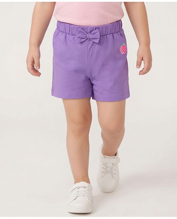 Babyhug Single Jersey Knit Mid Thigh Printed Shorts with Bow Applique Pack of 3 - Multicolor