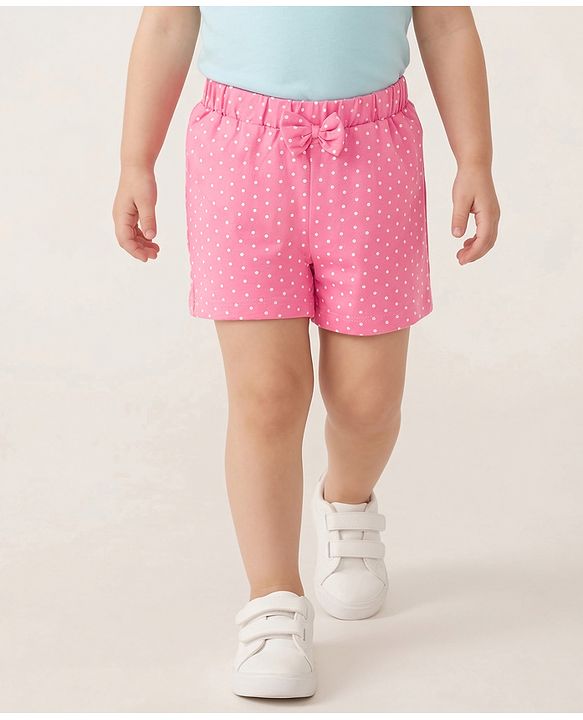 Babyhug Single Jersey Knit Mid Thigh Printed Shorts with Bow Applique Pack of 3 - Multicolor