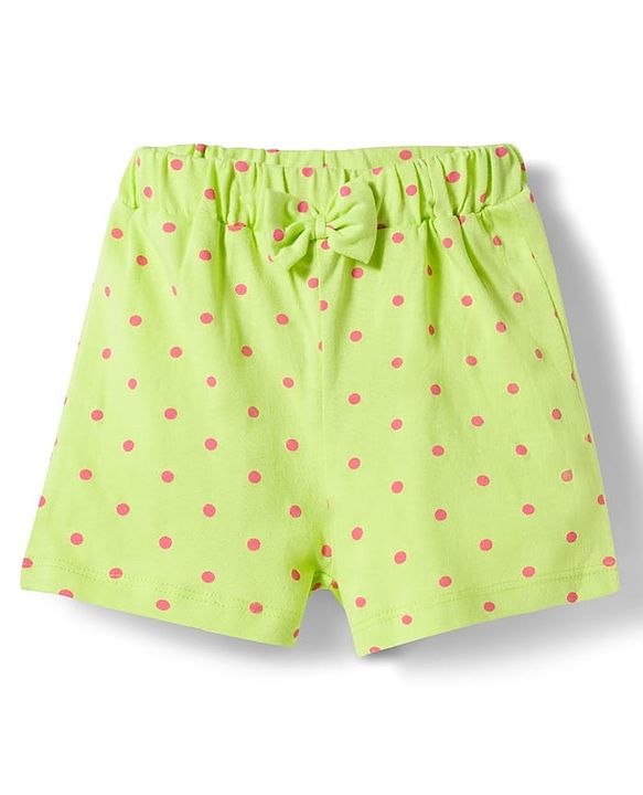 Babyhug Single Jersey Knit Mid Thigh Polka Dot Printed Shorts with Bow Applique Pack of 3 - Multicolor