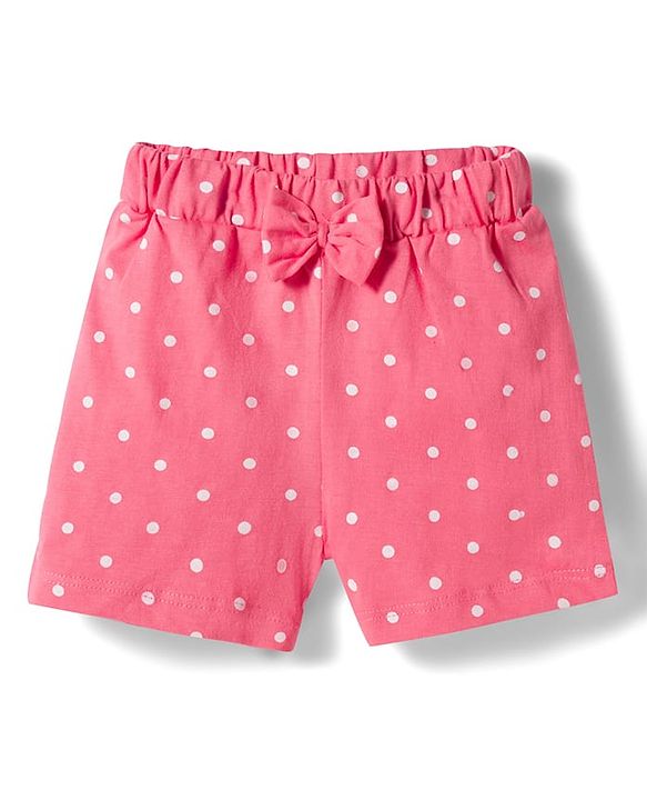 Babyhug Single Jersey Knit Mid Thigh Polka Dot Printed Shorts with Bow Applique Pack of 3 - Multicolor