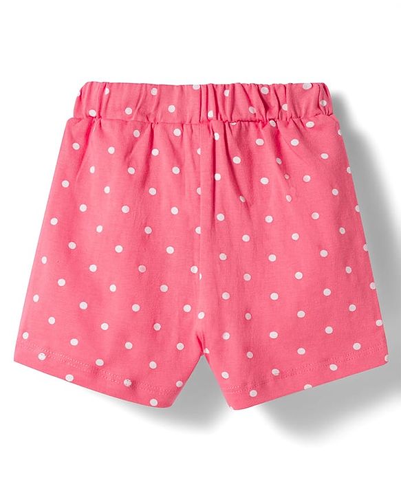 Babyhug Single Jersey Knit Mid Thigh Polka Dot Printed Shorts with Bow Applique Pack of 3 - Multicolor