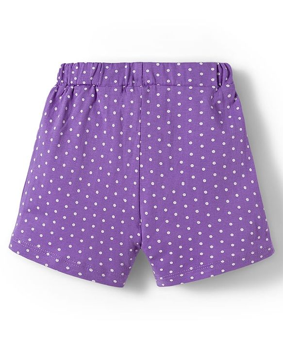 Babyhug Single Jersey Knit Mid Thigh Polka Dots Printed Shorts With Bow Applique Pack Of 3 - Multicolour