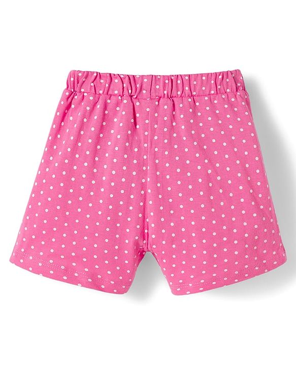 Babyhug Single Jersey Knit Mid Thigh Polka Dots Printed Shorts With Bow Applique Pack Of 3 - Multicolour