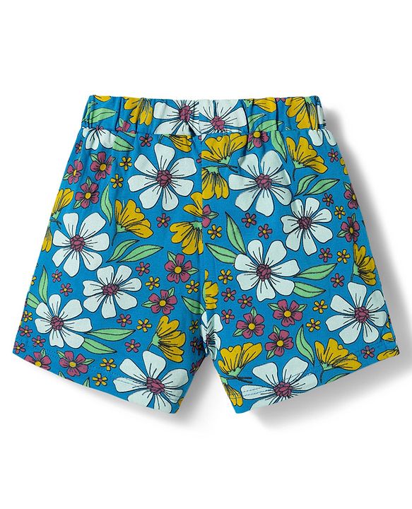 Babyhug Single Jersey Knit Mid Thigh Floral Printed Shorts with Bow Applique Pack of 3 - Multicolor