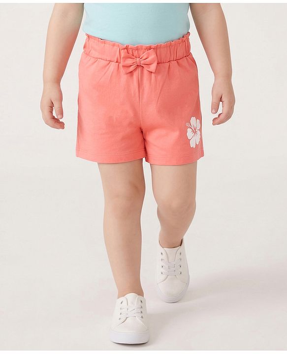 Babyhug Single Jersey Knit Mid Thigh Tropical Theme Printed Shorts with Bow Applique Pack of 3 - Multicolor