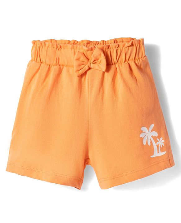 Babyhug Single Jersey Knit Mid Thigh Tropical Theme Printed Shorts with Bow Applique Pack of 3 - Multicolor