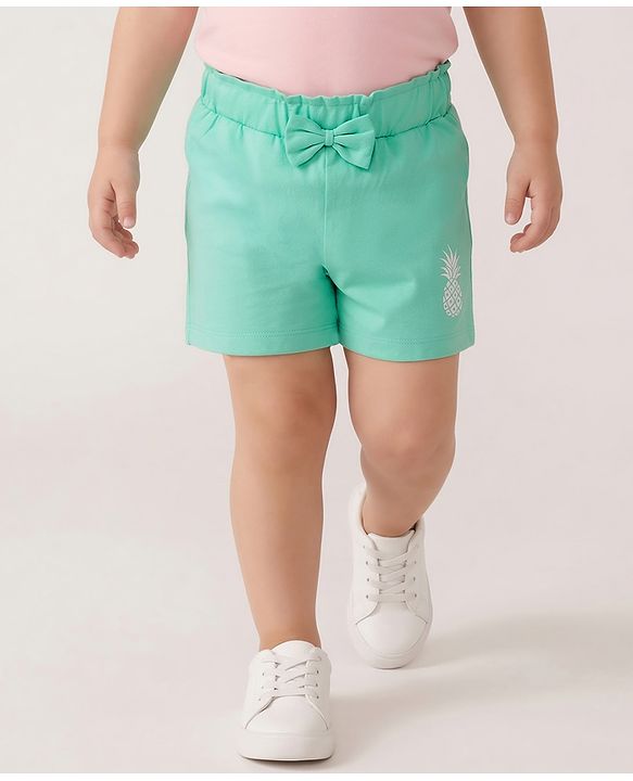 Babyhug Single Jersey Knit Mid Thigh Tropical Theme Printed Shorts with Bow Applique Pack of 3 - Multicolor