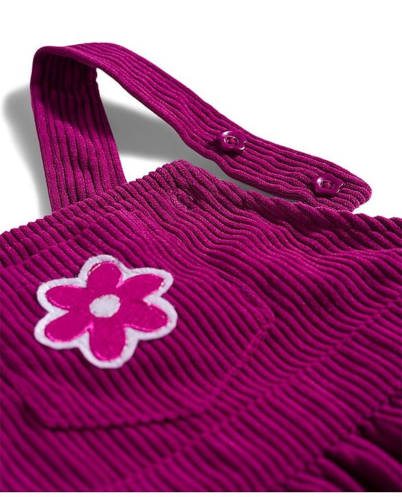 Babyhug Cotton Woven Half Sleeves Pinafore Frock with Inner Tee & Little and Loved Print - Light Purple & Wine