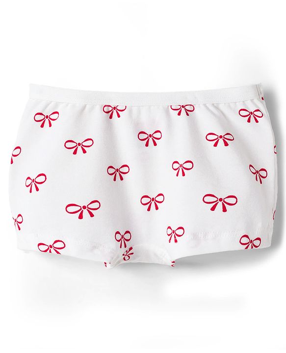 Babyhug Cotton Lycra Knit Hipster With Bow Print Pack Of 3 - Navy Blue Red & White