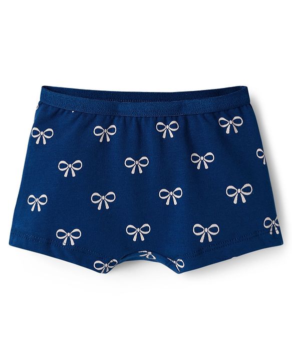 Babyhug Cotton Lycra Knit Hipster With Bow Print Pack Of 3 - Navy Blue Red & White