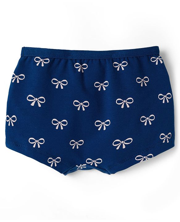 Babyhug Cotton Lycra Knit Hipster With Bow Print Pack Of 3 - Navy Blue Red & White