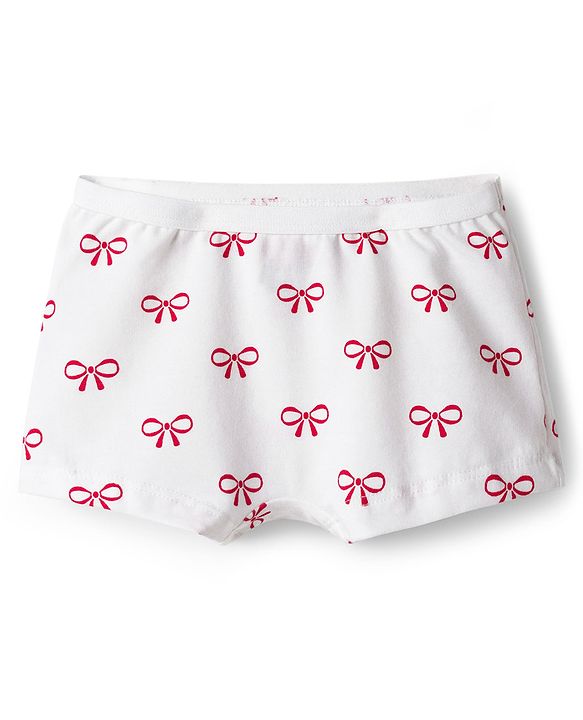 Babyhug Cotton Lycra Knit Hipster With Bow Print Pack Of 3 - Navy Blue Red & White
