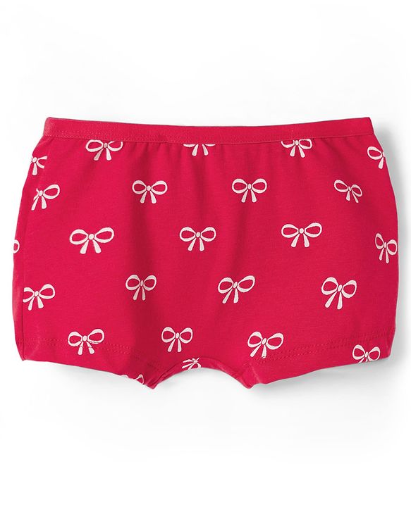 Babyhug Cotton Lycra Knit Hipster With Bow Print Pack Of 3 - Navy Blue Red & White