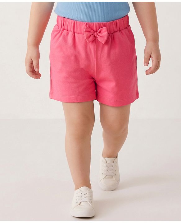 Babyhug Single Jersey Knit Mid Thigh Floral Printed Shorts with Bow Applique Pack of 3 - Multicolor
