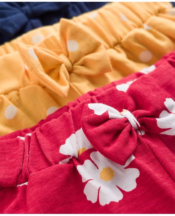 Babyhug Single Jersey Knit Mid Thigh Printed Shorts Pack of 3 - Multicolor