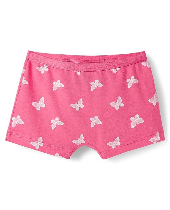 Babyhug Cotton Lycra Knit Hipster With Floral Print Pack Of 3 - Pink Navy Blue & Yellow