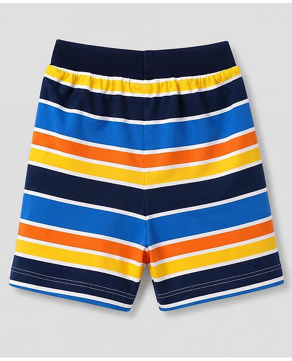 Babyhug 100% Cotton Single Jersey Knit Mid Thigh Nautical Theme Printed & Striped Shorts Pack of 3 - Multicolor