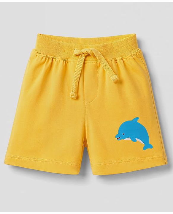 Babyhug Single Jersey Knit Mid Thigh Striped & Sea Life Printed Shorts Pack Of 3 - Multicolor