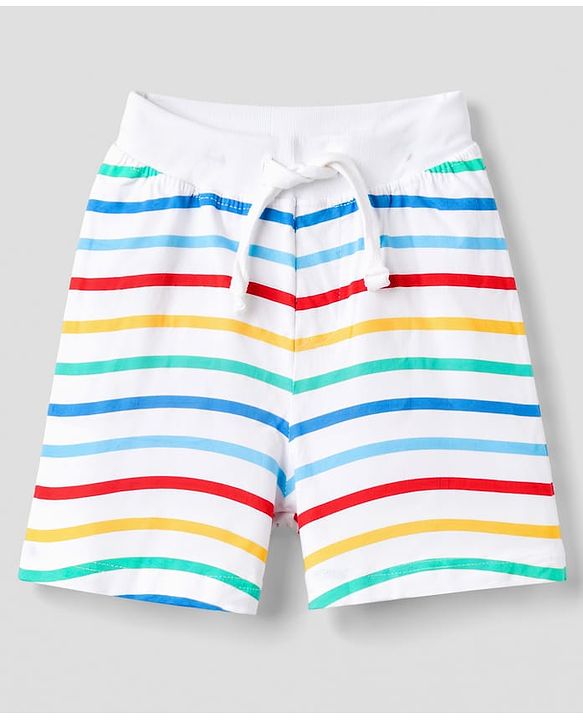 Babyhug Single Jersey Knit Mid Thigh Striped & Sea Life Printed Shorts Pack Of 3 - Multicolor