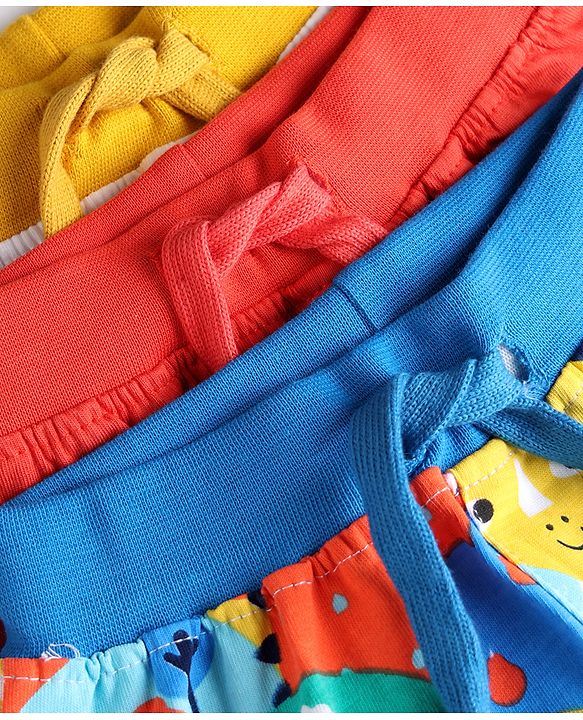 Babyhug Single Jersey Knit Mid Thigh Printed Shorts Pack of 3 - Multicolor