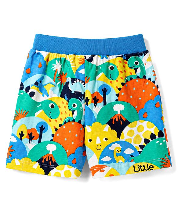 Babyhug Single Jersey Knit Mid Thigh Printed Shorts Pack of 3 - Multicolor