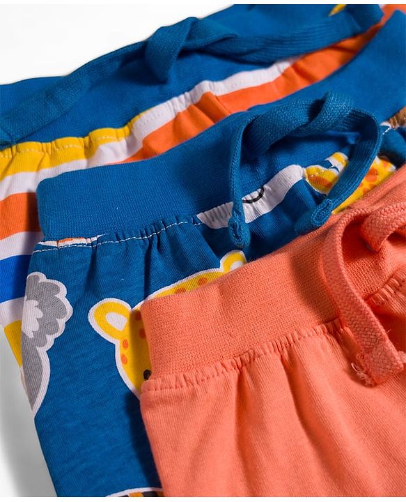Babyhug Single Jersey Knit Mid Thigh Shorts with Animal Print Pack of 3 - Multicolor