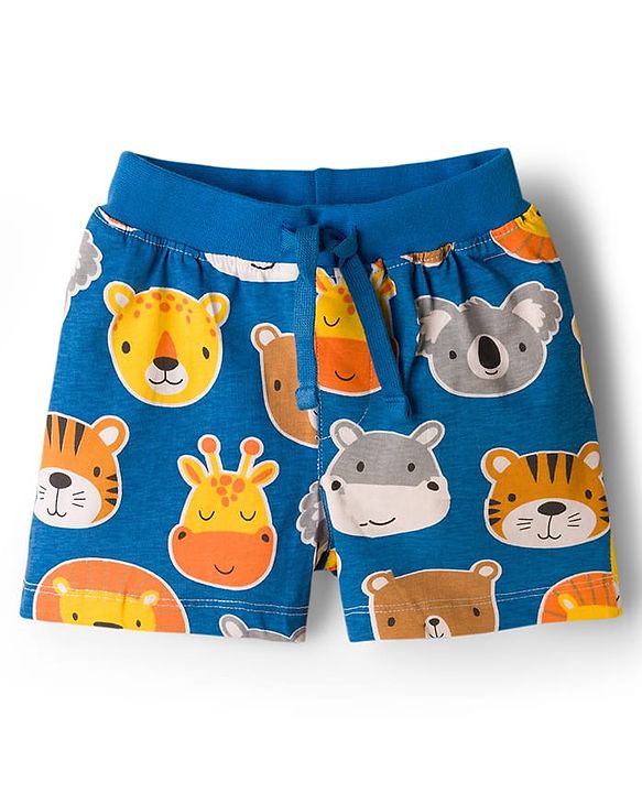 Babyhug Single Jersey Knit Mid Thigh Shorts with Animal Print Pack of 3 - Multicolor
