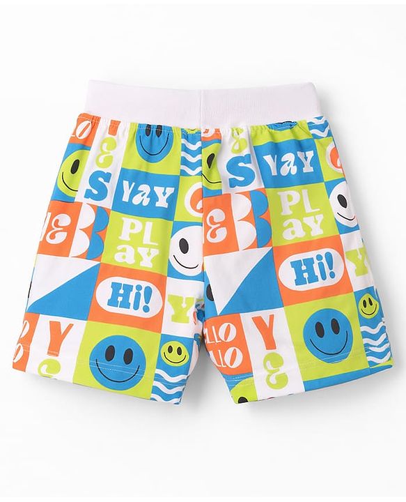 Babyhug Single Jersey Knit Mid Thigh Solid & Printed Shorts Pack of 3 - Multicolor