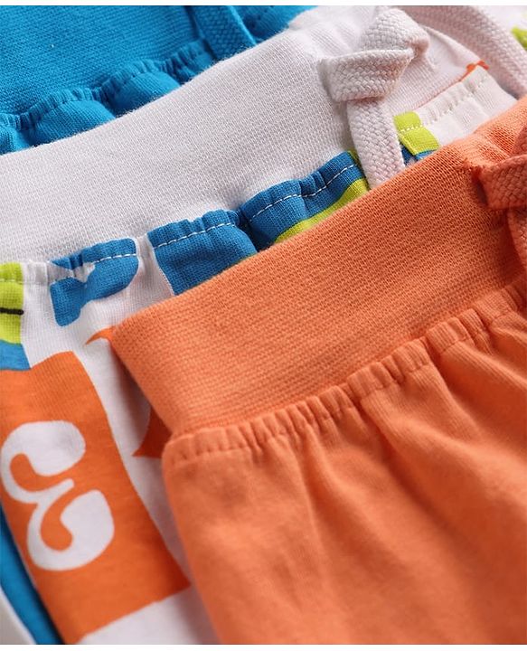 Babyhug Single Jersey Knit Mid Thigh Solid & Printed Shorts Pack of 3 - Multicolor