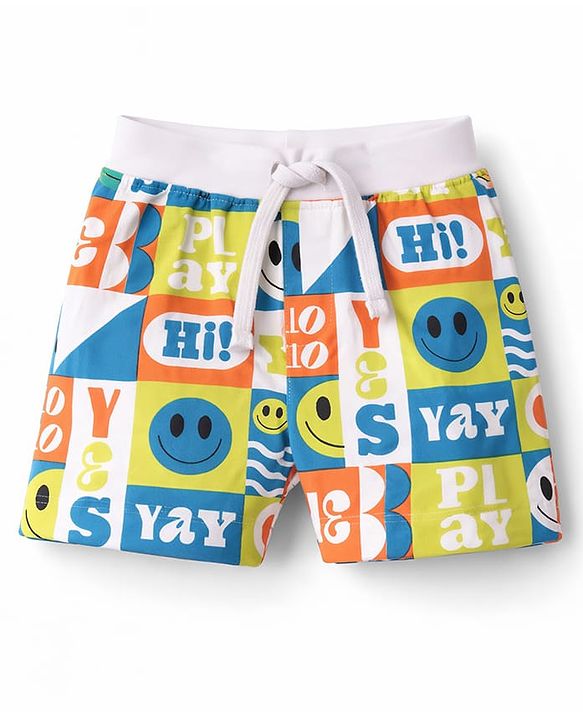 Babyhug Single Jersey Knit Mid Thigh Solid & Printed Shorts Pack of 3 - Multicolor