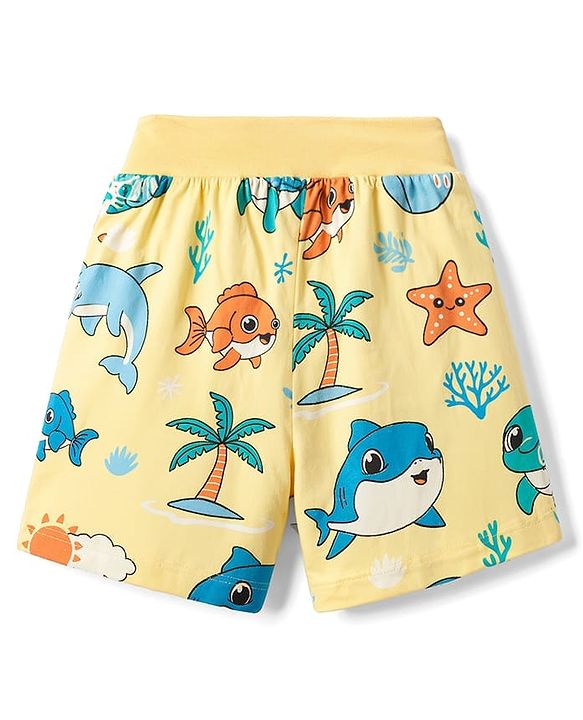 Babyhug Single Jersey Knit Mid Thigh Striped & Printed Shorts Pack of 3 - Multicolor