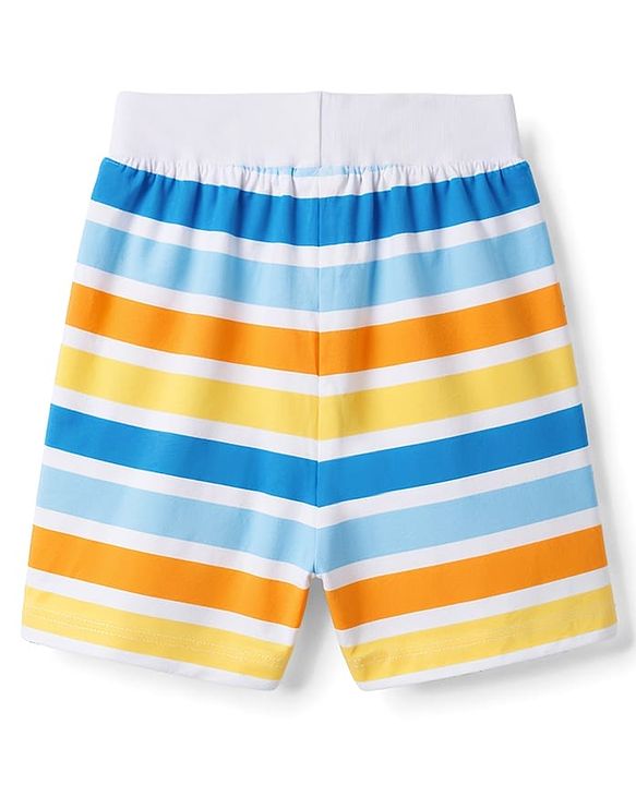 Babyhug Single Jersey Knit Mid Thigh Striped & Printed Shorts Pack of 3 - Multicolor