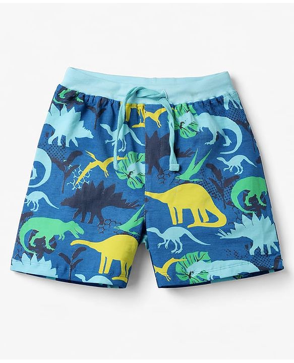 Babyhug Single Jersey Knit Mid Thigh Shorts with Dino Print Pack of 3 - Multicolor