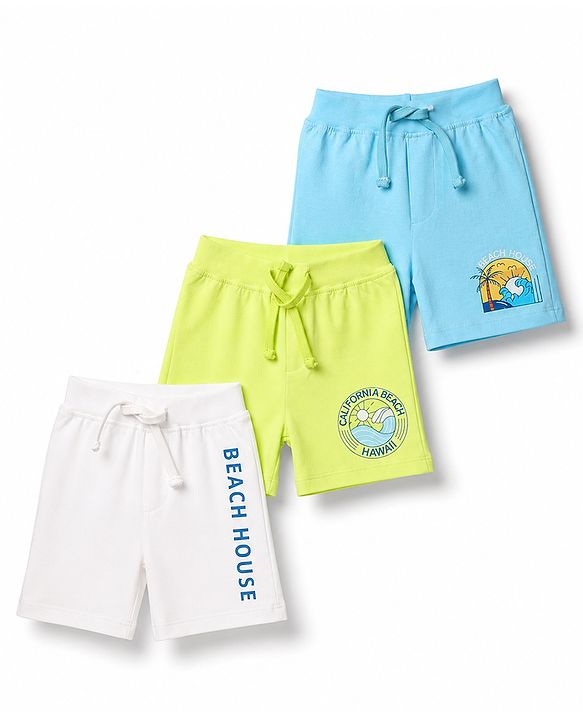 Babyhug Single Jersey Knit Mid Thigh Printed Shorts Pack of 3 - Multicolor