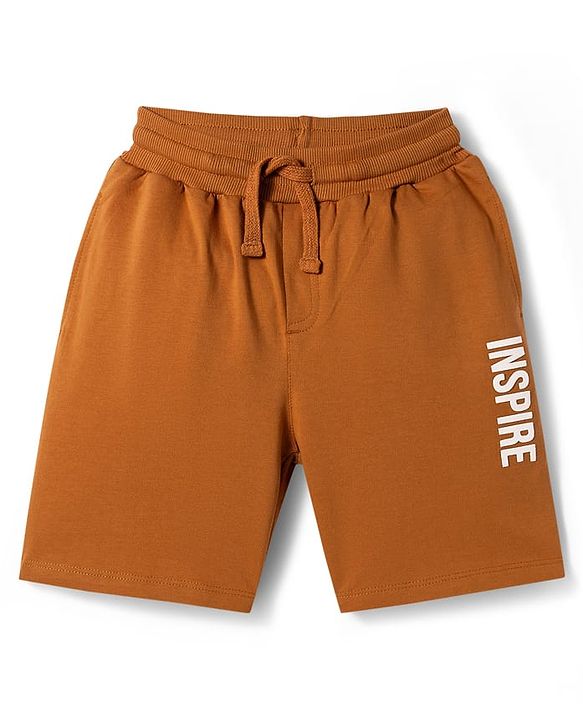 Pine Kids Single Jersey Knit Half Sleeves T-Shirt & Shorts Set with Believe Print - Light Green & Brown